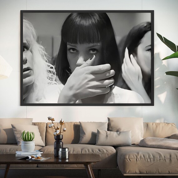Mia Wallace Pulp Fiction Black And White Iconic Movie Scene Poster