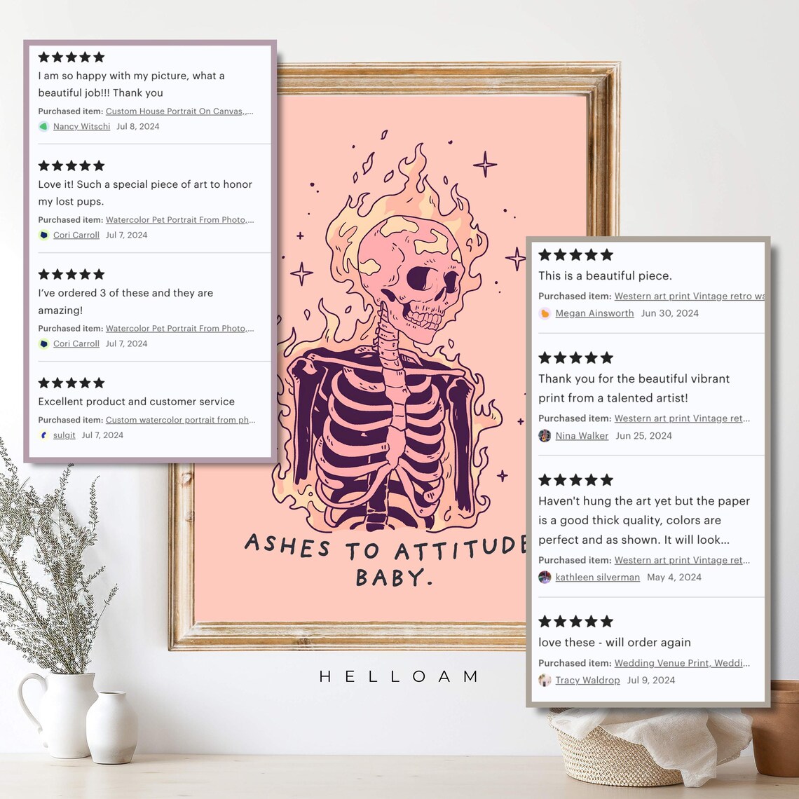 Ashes To Attitude Baby Flaming Skeleton Sassy Quote Halloween Poster - Image 4