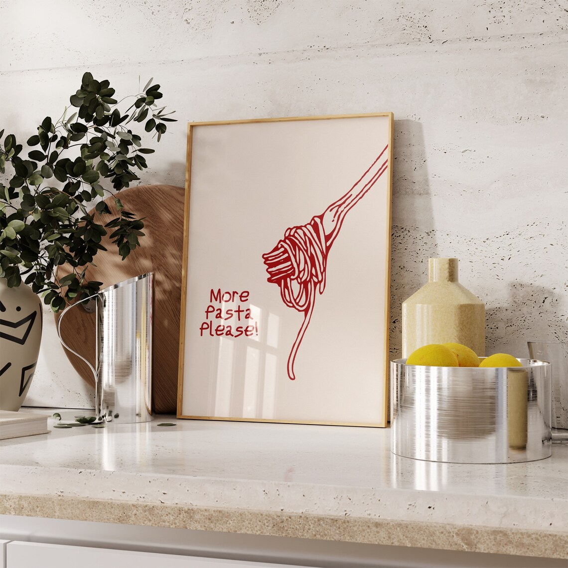 Kitchen Print More Pasta Please Poster Cute Kitchen Decor Trendy Typography Print Pasta Wall Art Funny Kitchen Wall Instant - Image 2
