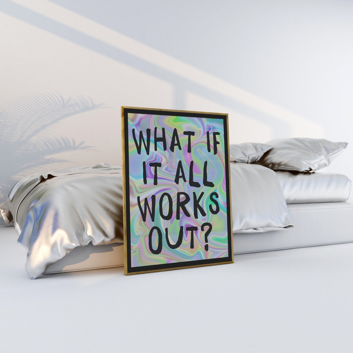 Typography Print What If It All Works Out Poster Gradient Decor Trendy Affirmation Wall Art Retro Aesthetic Instant - Image 2