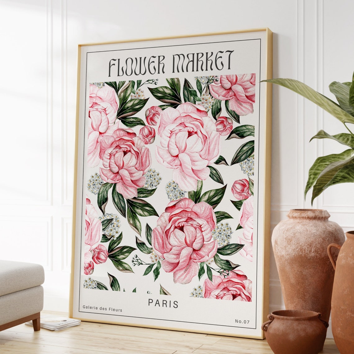 Flower Market Paris Pink Peony Botanical Galerie Des Fleurs Poster - Image 2