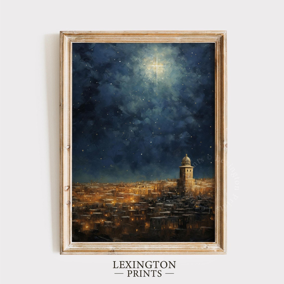 Christmas Star Over Bethlehem Christian Wall Art Christian Cross Art Christmas Wall Art Christian Print Oil Painting Christian Jesus Art 394