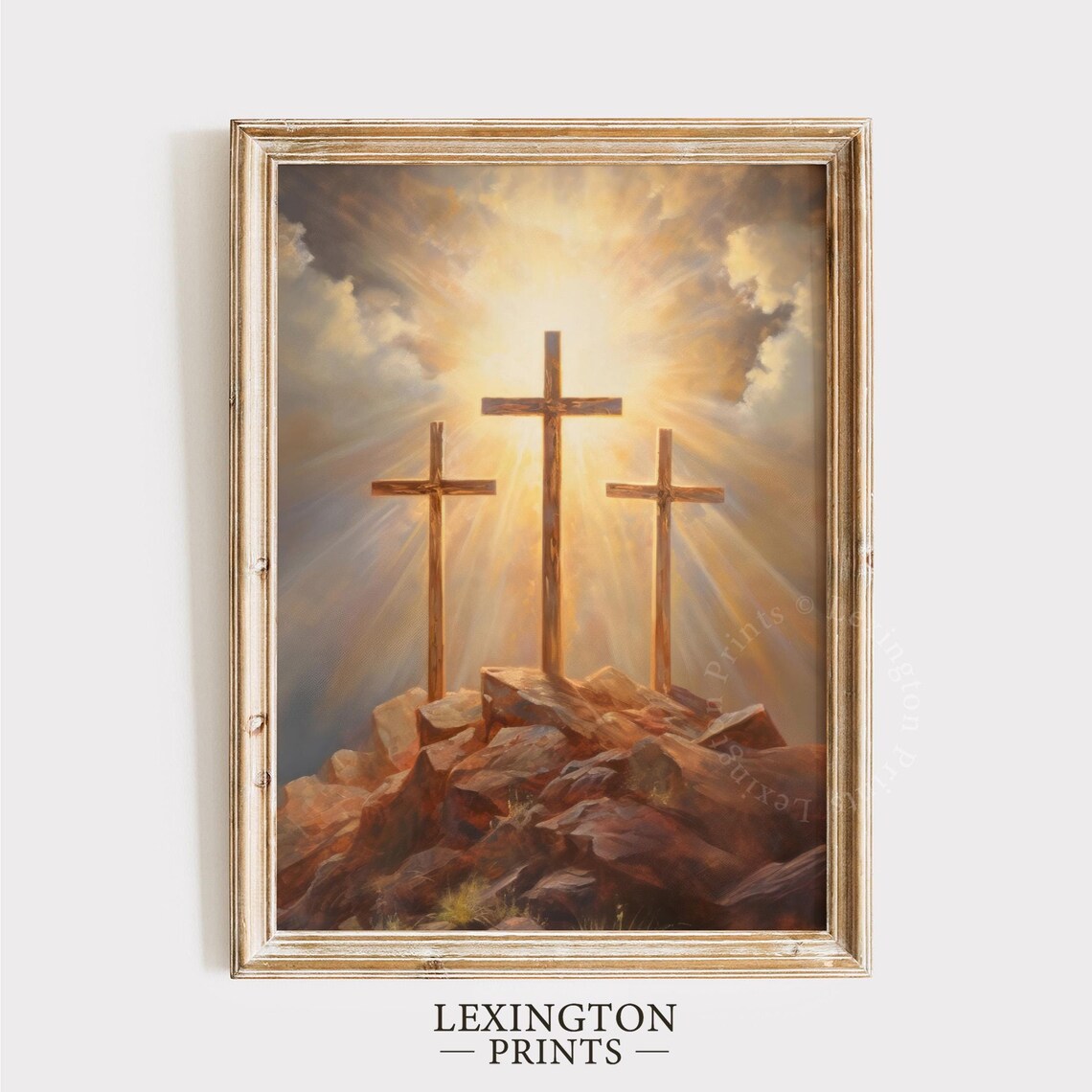 Three Crosses Calvary Hill Sunrise Easter Resurrection Christian Poster