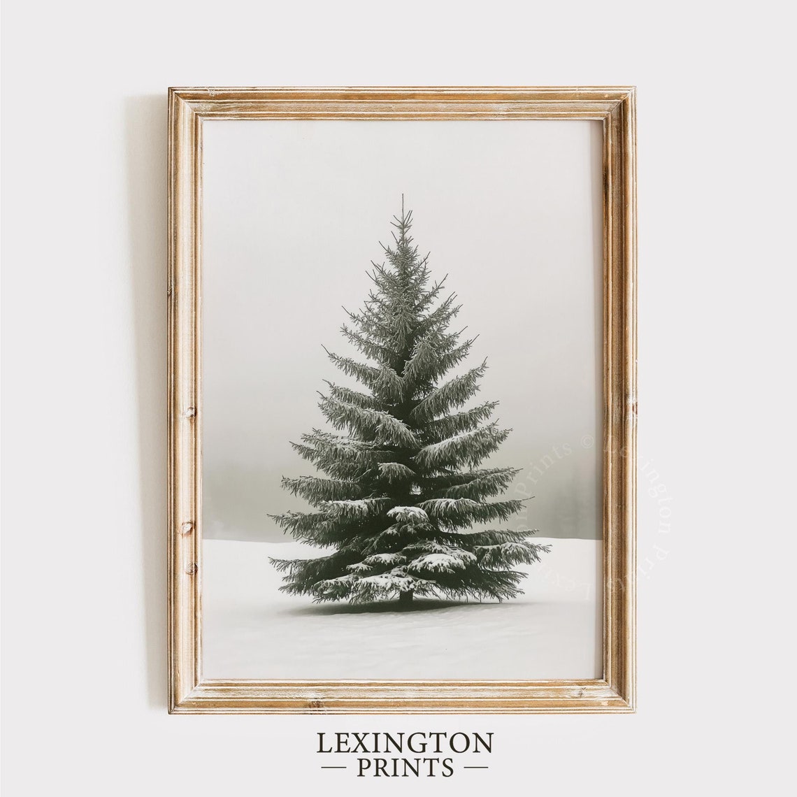 Snowy Lone Pine Tree Minimalist Winter Forest Landscape Decor Poster