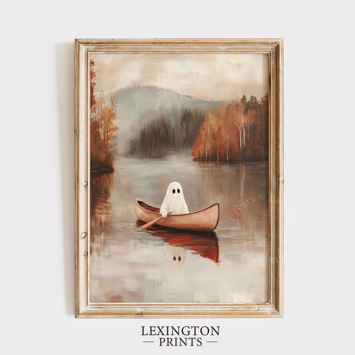 Cute Ghost On Boat Halloween Wall Art Ghost Print Fall Wall Art Halloween Print Fall Print Spooky Prints Fall Landscape Art 827