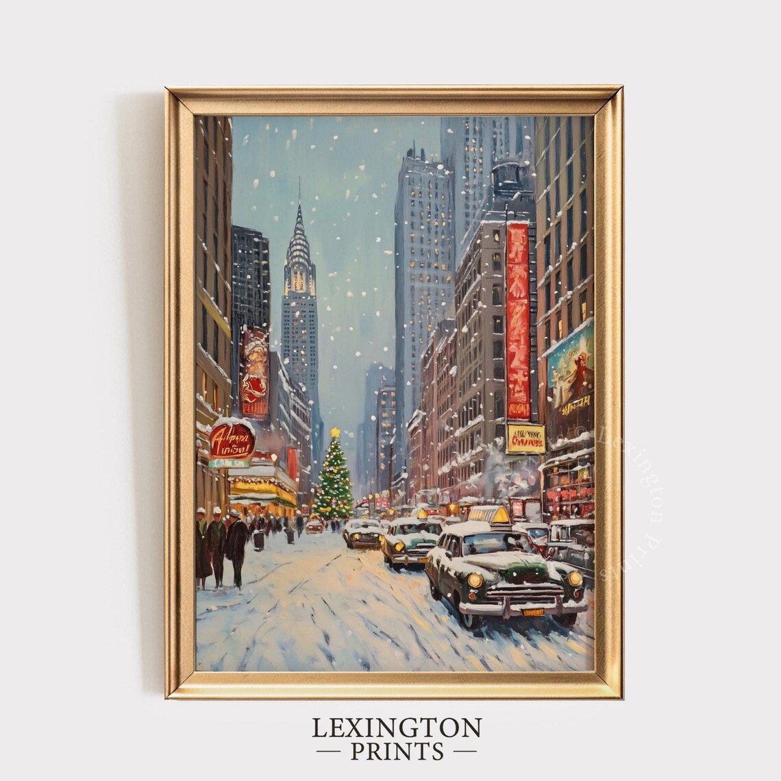Winter In New York City Print Christmas Wall Art Christmas Prints Winter Wall Art Holiday Decor Vintage City Poster Retro 799