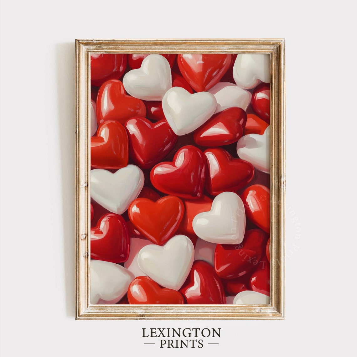 Glossy Red White Candy Hearts Valentine Day Romance Bedroom Poster