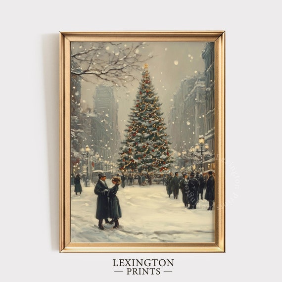 Vintage Christmas Tree Print Christmas Wall Art Christmas Prints Winter Wall Art Moody Victorian Decor Vintage City Poster 801