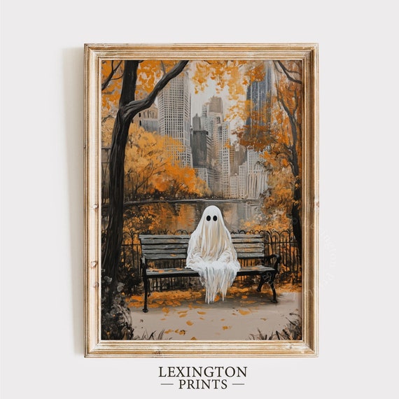 Halloween Ghost City Wall Art Halloween Wall Art Cute Ghost Print Halloween Print Moody Fall Print Trendy Ghost Poster Fall 835