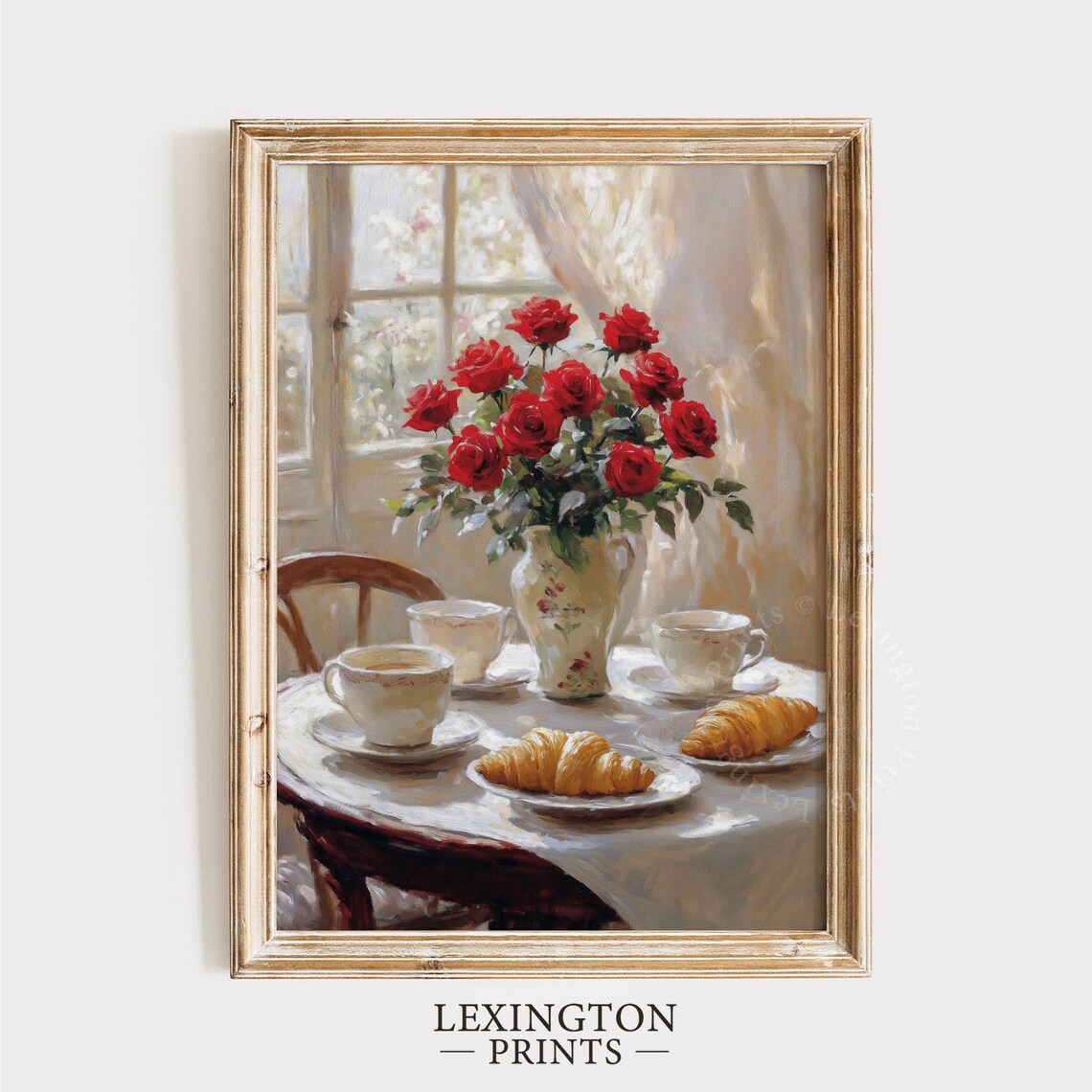 Vintage French Cafe Print Farmhouse Wall Art French Country Decor Kitchen Wall Art Red Roses Print Spring Print Floral Art 998