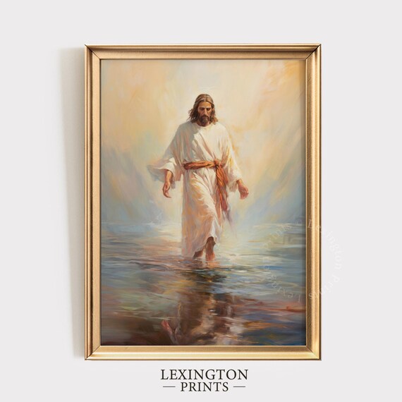 Jesus Christ Walking on Water Peaceful Light Inspirational Faith Poster