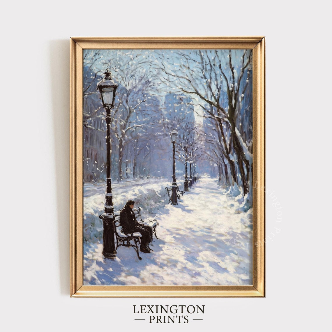 Winter City Street Print Winter Wall Art Christmas Prints Winter Wall Art Vintage City Wall Art Farmhouse Print Holiday Art 808