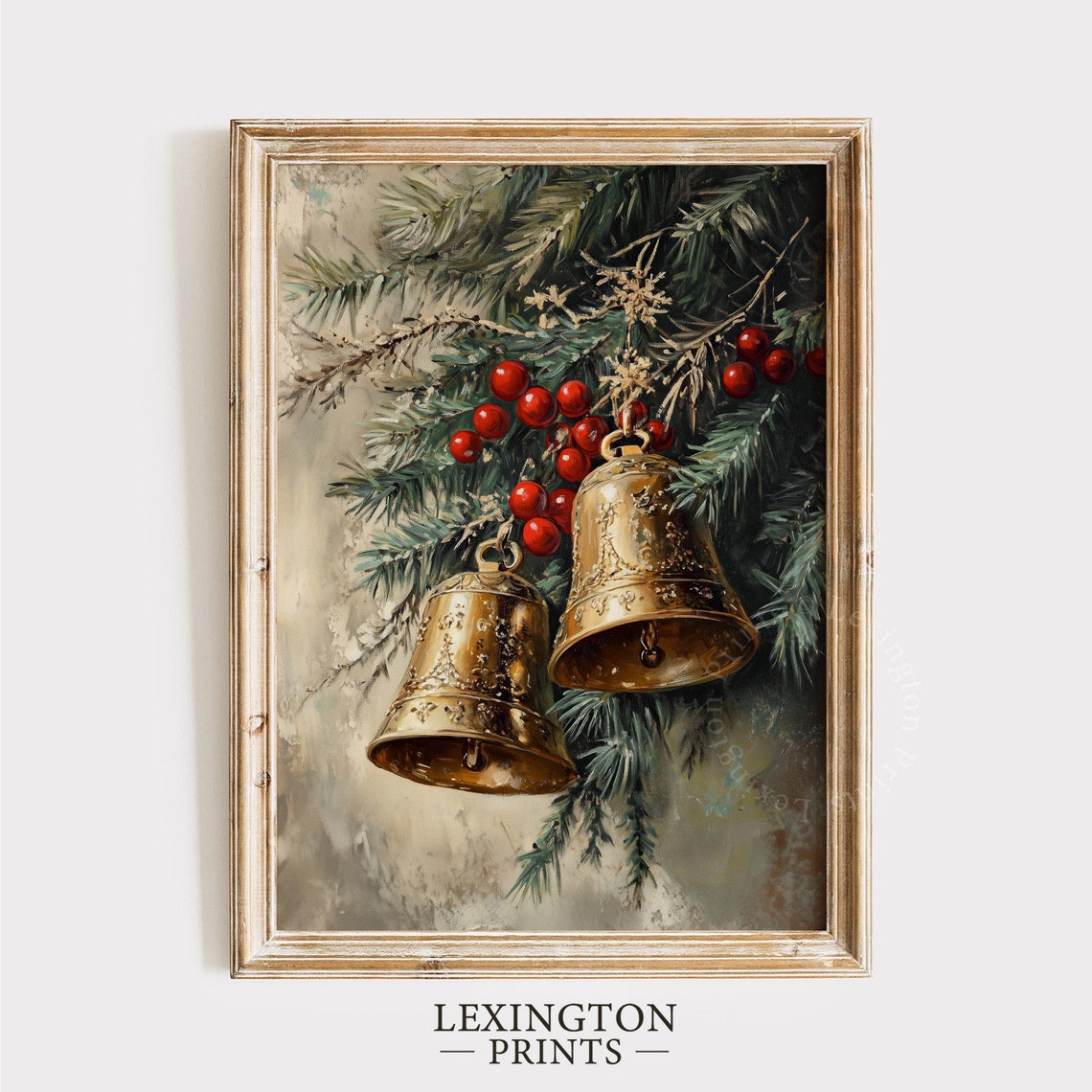 Moody Christmas Bells Print Christmas Wall Art Vintage Winter Wall Art Jingle Bells Poster Farmhouse Christmas Painting Art 959