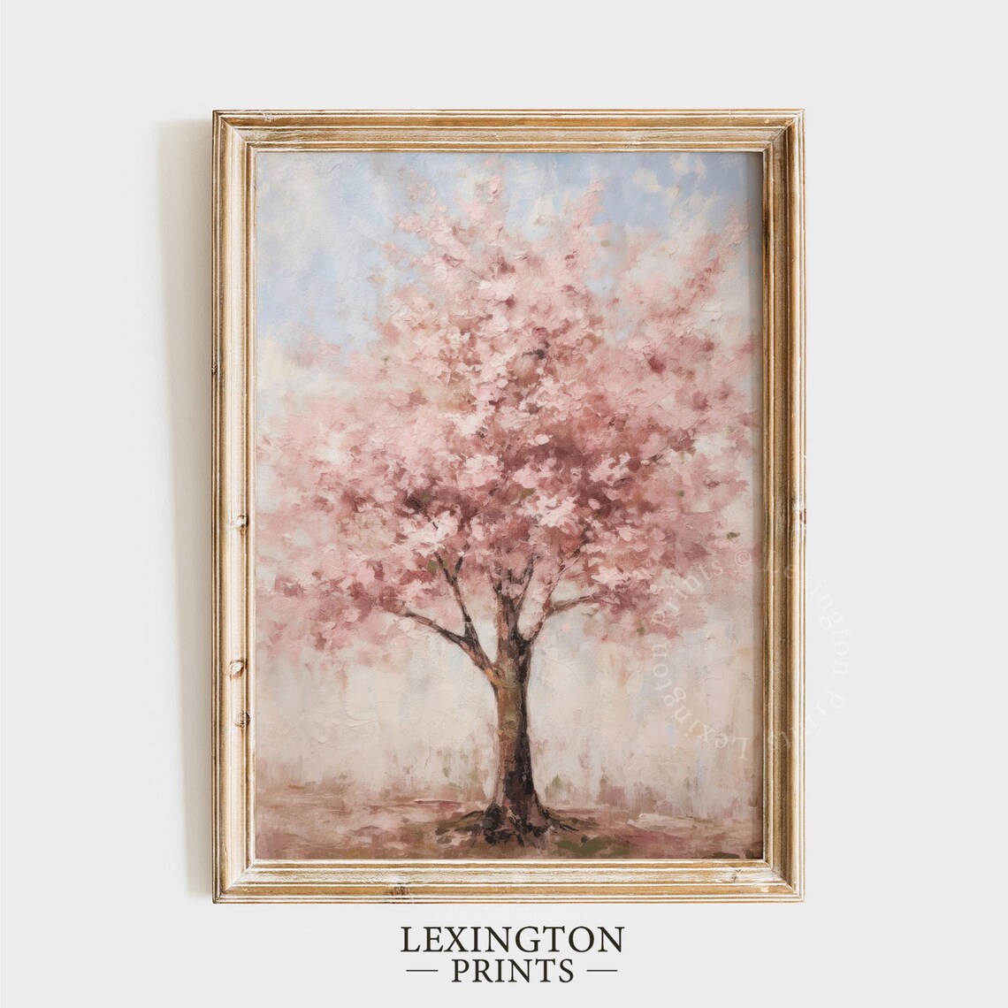 Pink Cherry Blossom Tree Vintage Spring Oil Painting Floral Poster