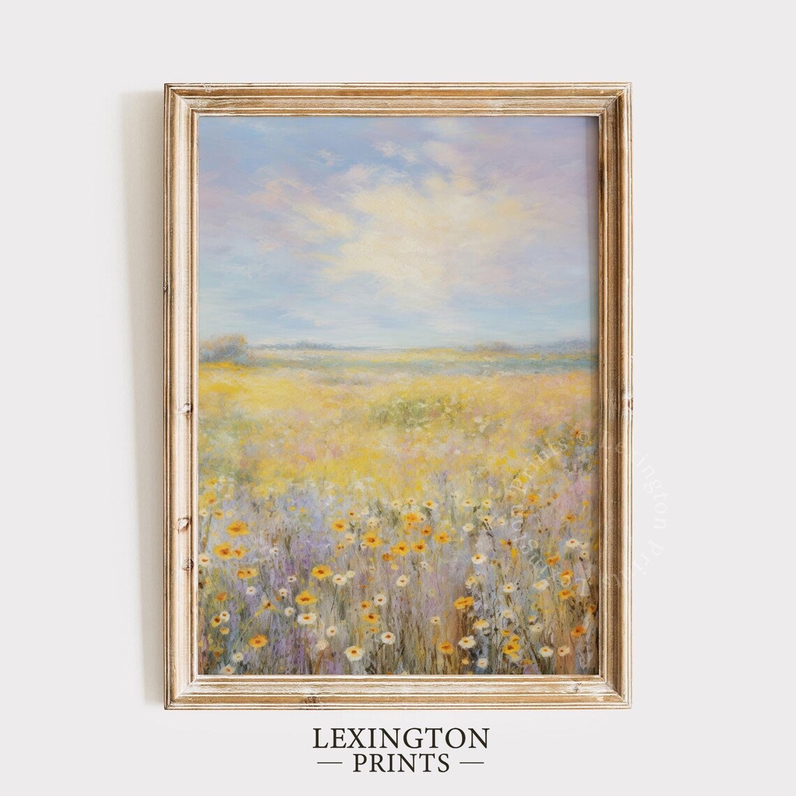 Lavender and Yellow Wildflower Meadow Pastel Oil Painting Spring Poster