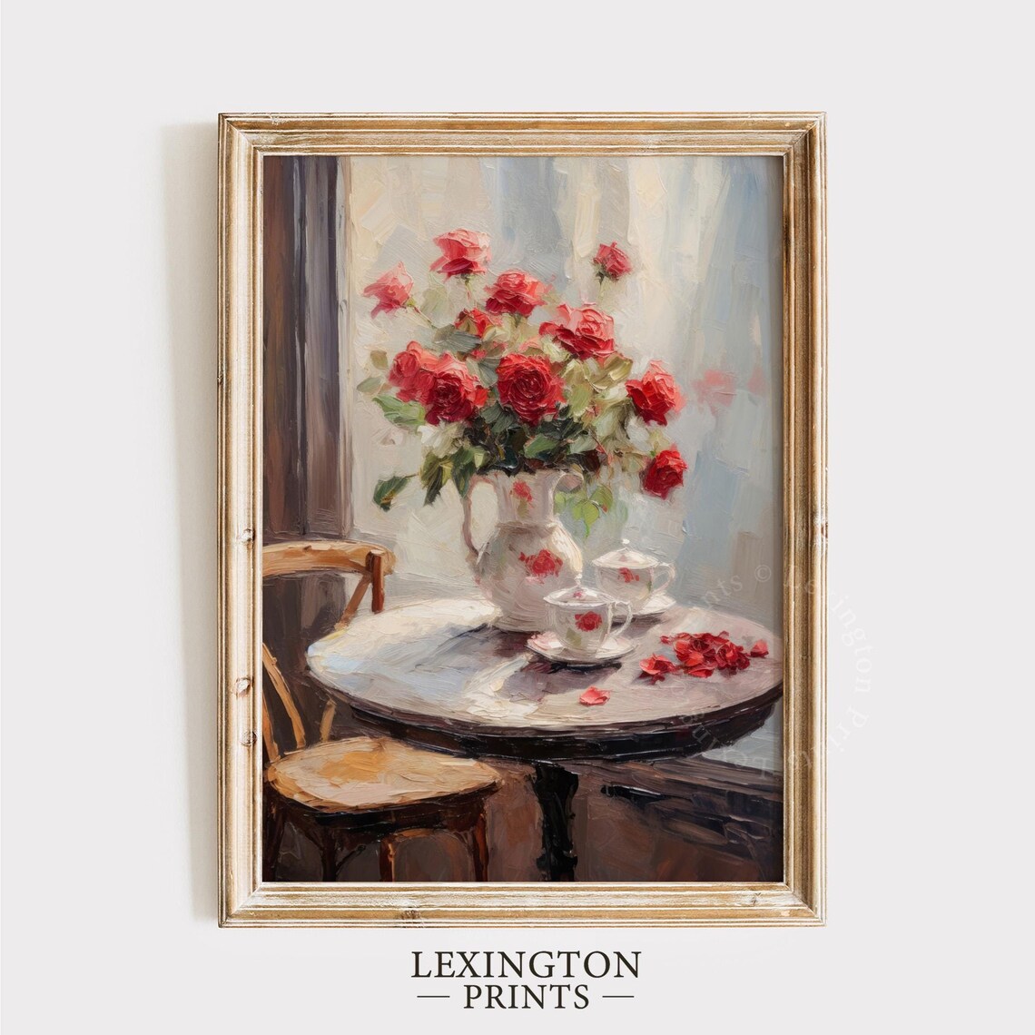 Red Roses Art Print, Valentine Wall Decor