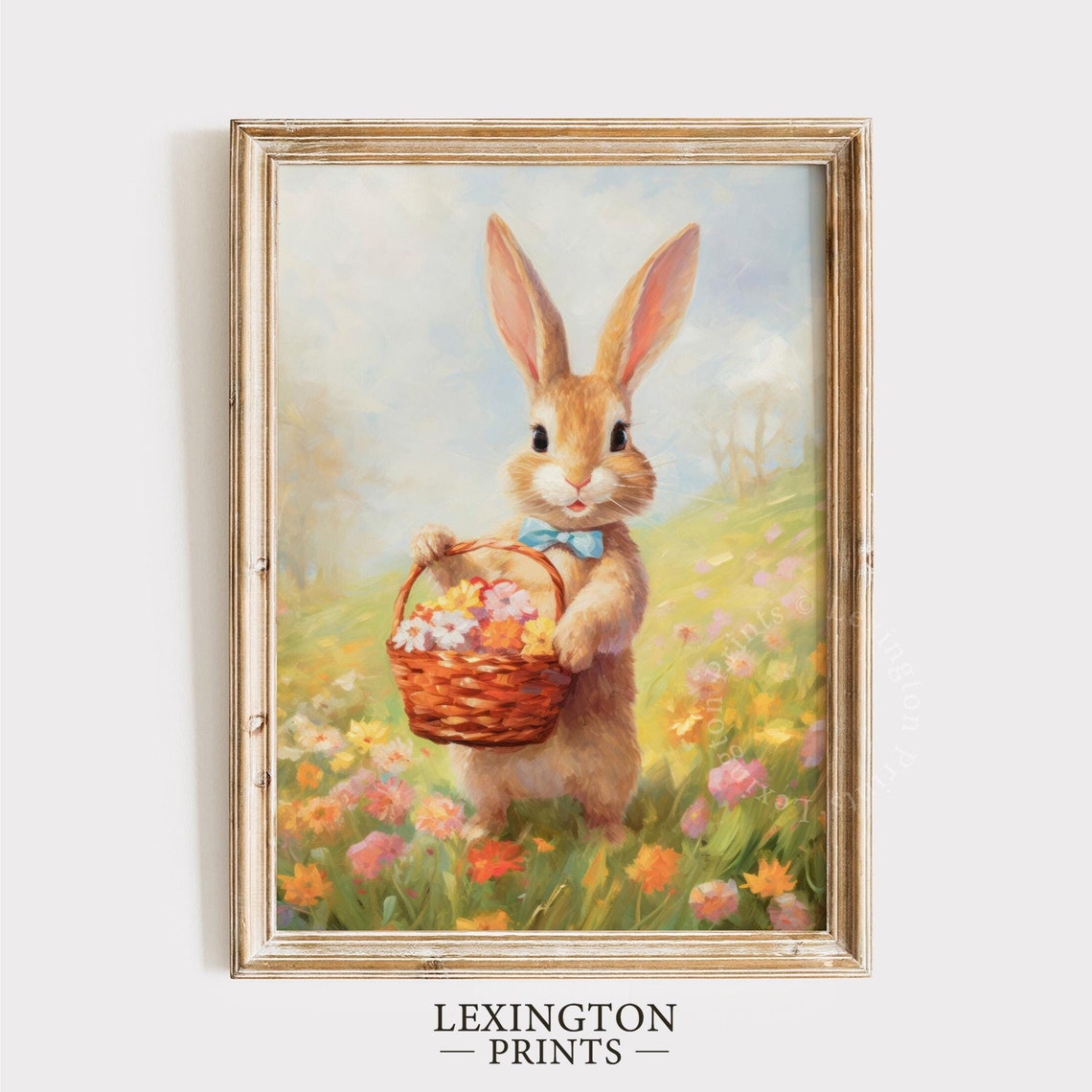 Cute Easter Bunny Easter Wall Art Easter Print Spring Print Easter Decor Spring Decor Easter Basket Floral Print Wildflowers 494