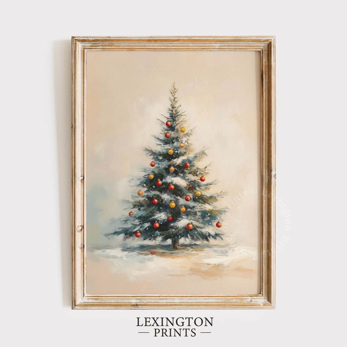 Minimalist Christmas Tree with Red and Gold Ornaments Holiday Poster