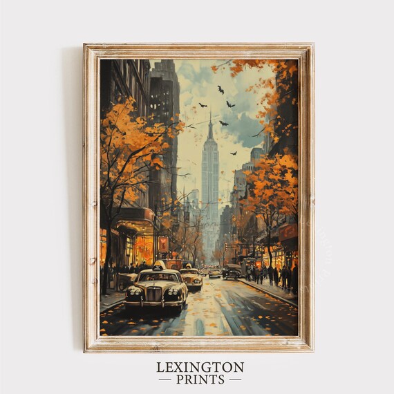 Spooky New York City Halloween Empire State Building Autumn Wall Art
