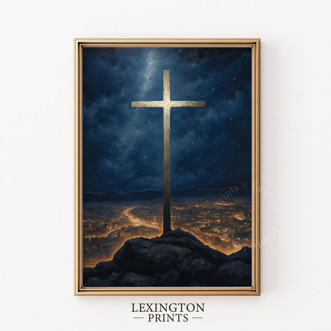 Christian Wall Art Christian Cross Art Christmas Wall Art Christian Print Religious Art Vintage Christian Painting Cross Jesus Art Cross 393