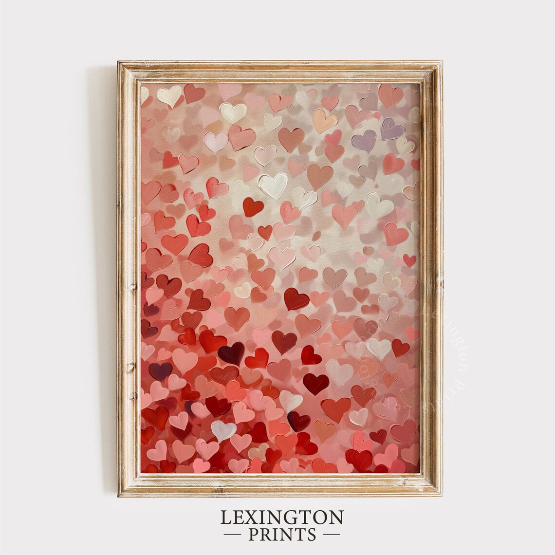 Red Pink White Heart Confetti Valentines Day Romantic Bedroom Poster