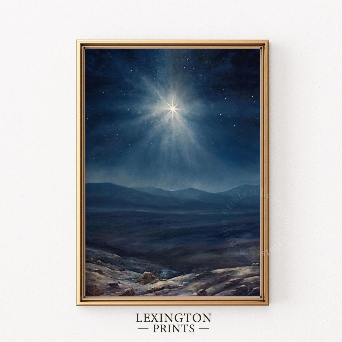 Christmas Star Christian Wall Art Christian Cross Art Christmas Wall Art Christmas Print Oil Painting Christian Jesus Art Nativity Star 395