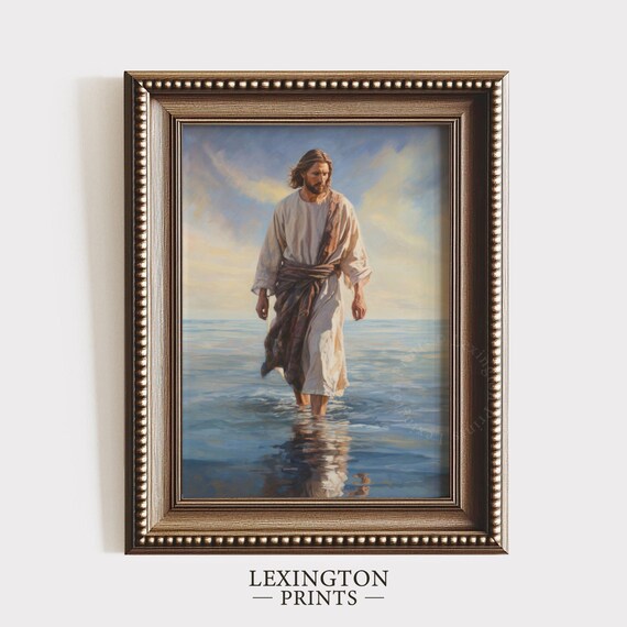 Jesus Walking On Water Christian Ocean Faith Miracle Painting Poster