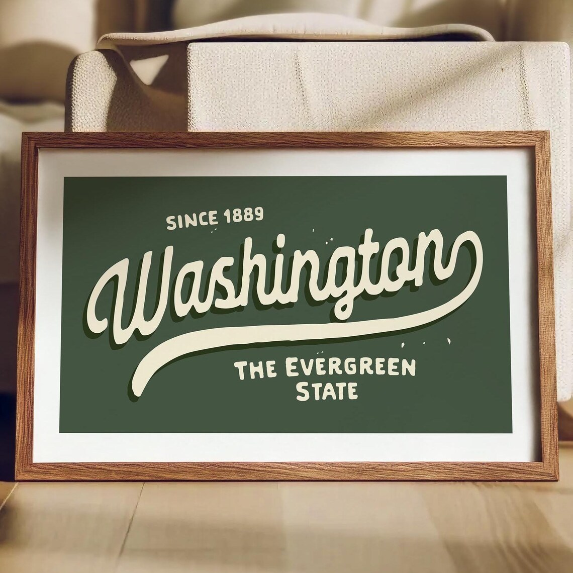 Retro Washington Travel Poster, Evergreen State Art Print