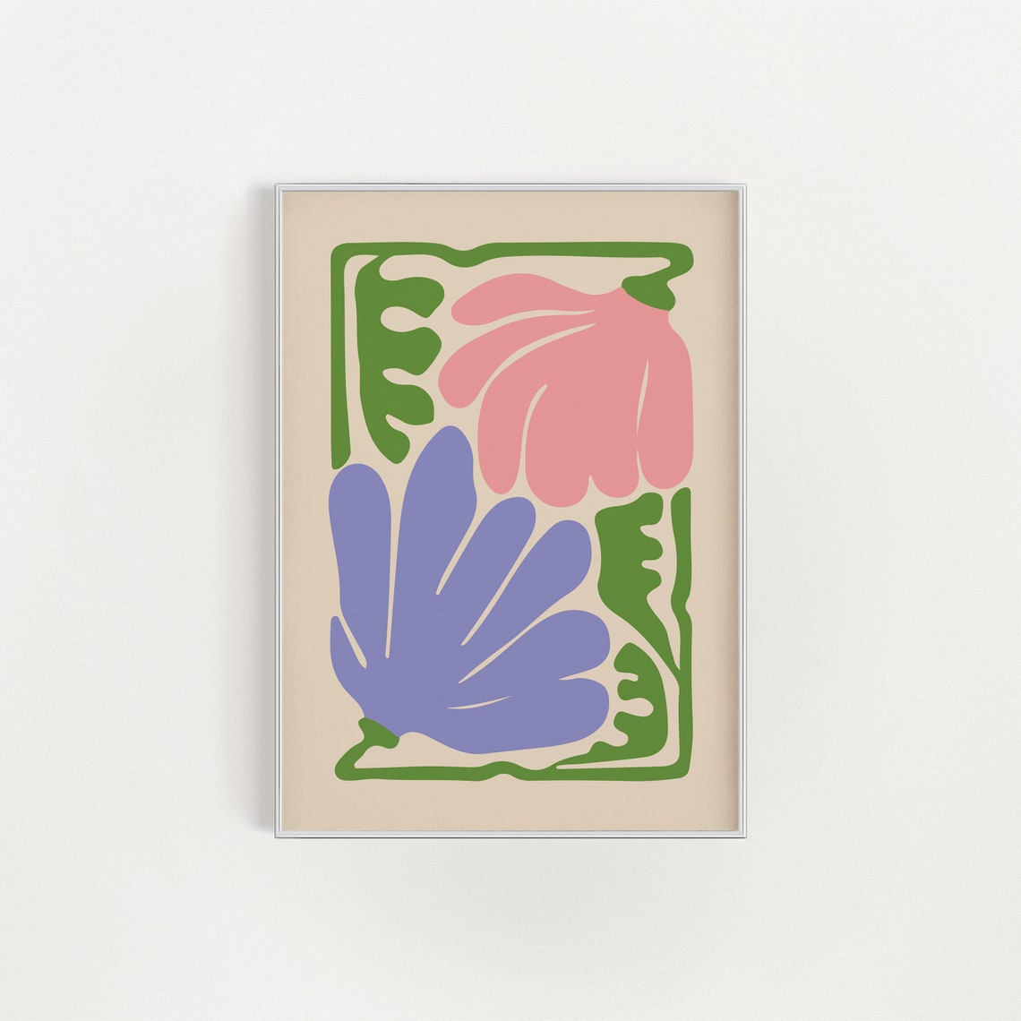 Bold Abstract Botanical Pink Purple Green Colorful Plant Poster