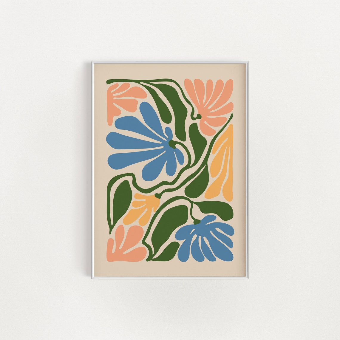 Colorful Abstract Floral Matisse Style Bright Bold Art Poster