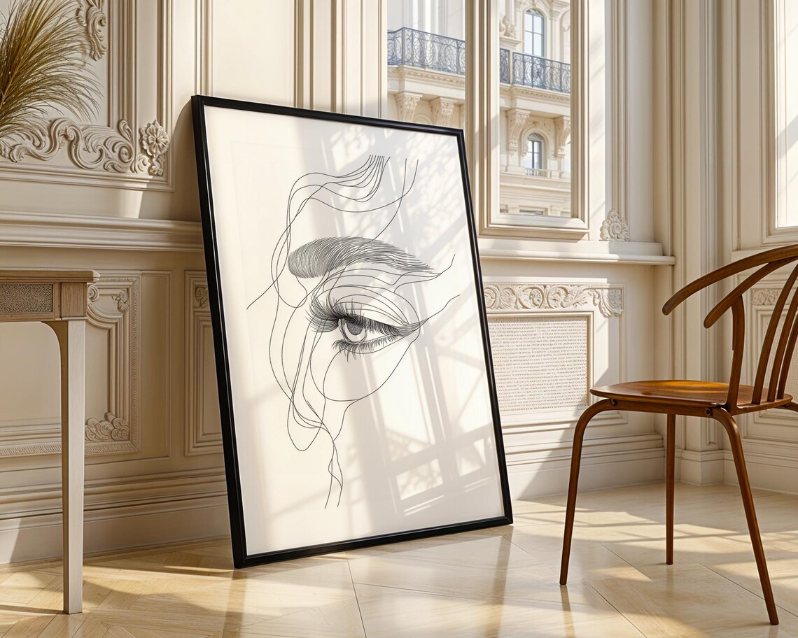 Abstract Woman Eye Line Art Elegant Beauty Sketch Drawing Poster - Image 3