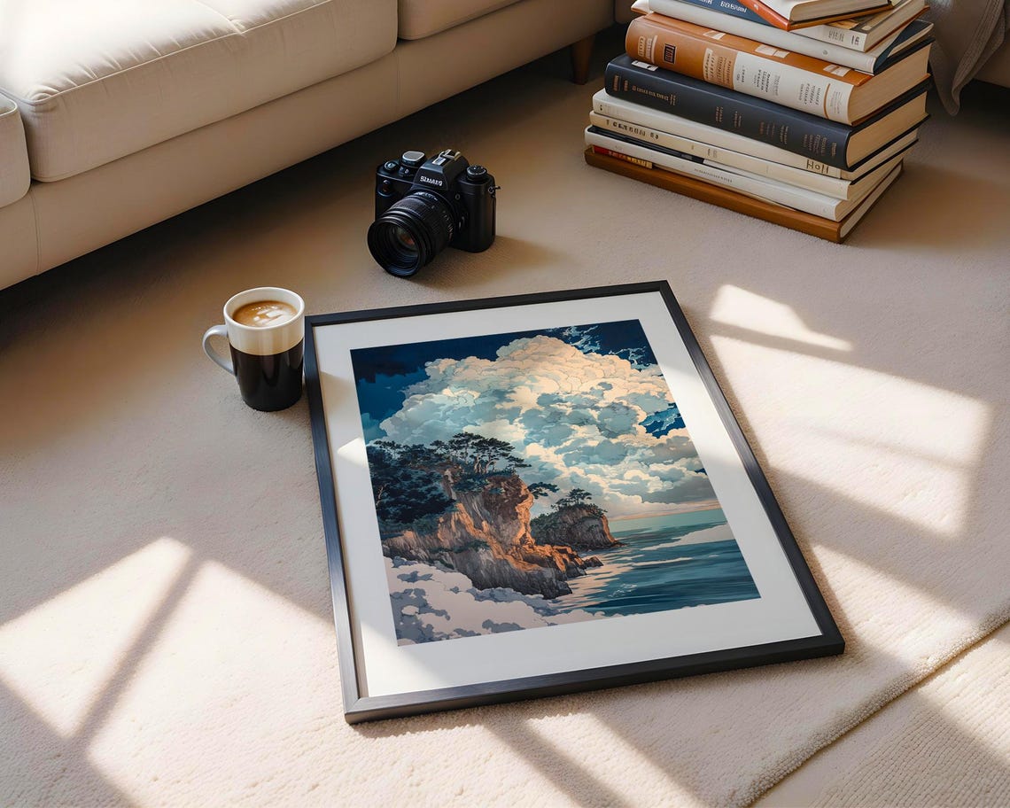 Dramatic Coastal Cliffs Billowing Clouds Ocean Landscape Poster - Image 5