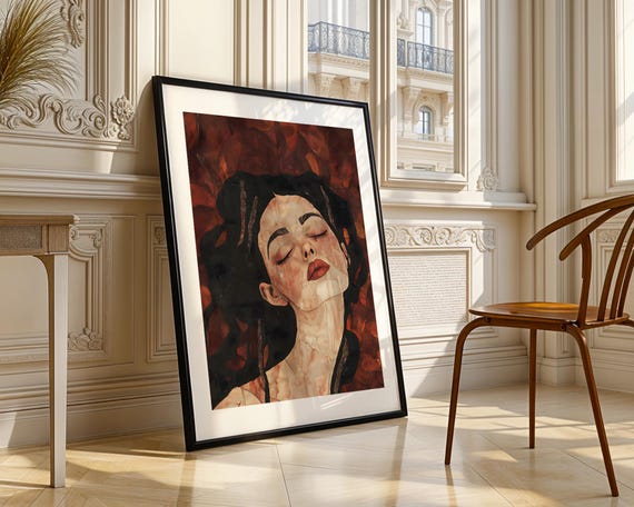 Spiritual Goddess Wall Art Print Painting Woman Portrait Poster Trendy Boho Feminine Emotional Modern Home Decor