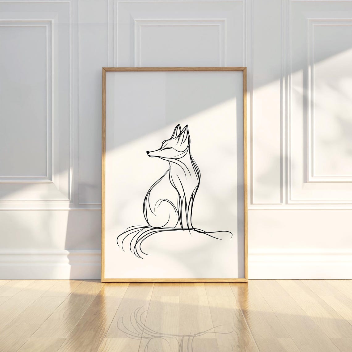 Minimalist Abstract Fox Animal Line Art Pencil Sketch Drawing Trendy Poster Wall Print Modern Home Decor Gift
