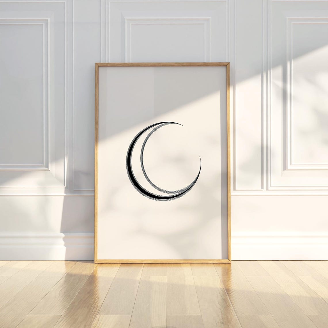 Double Crescent Moon Line Art Minimalist Celestial Decor Poster