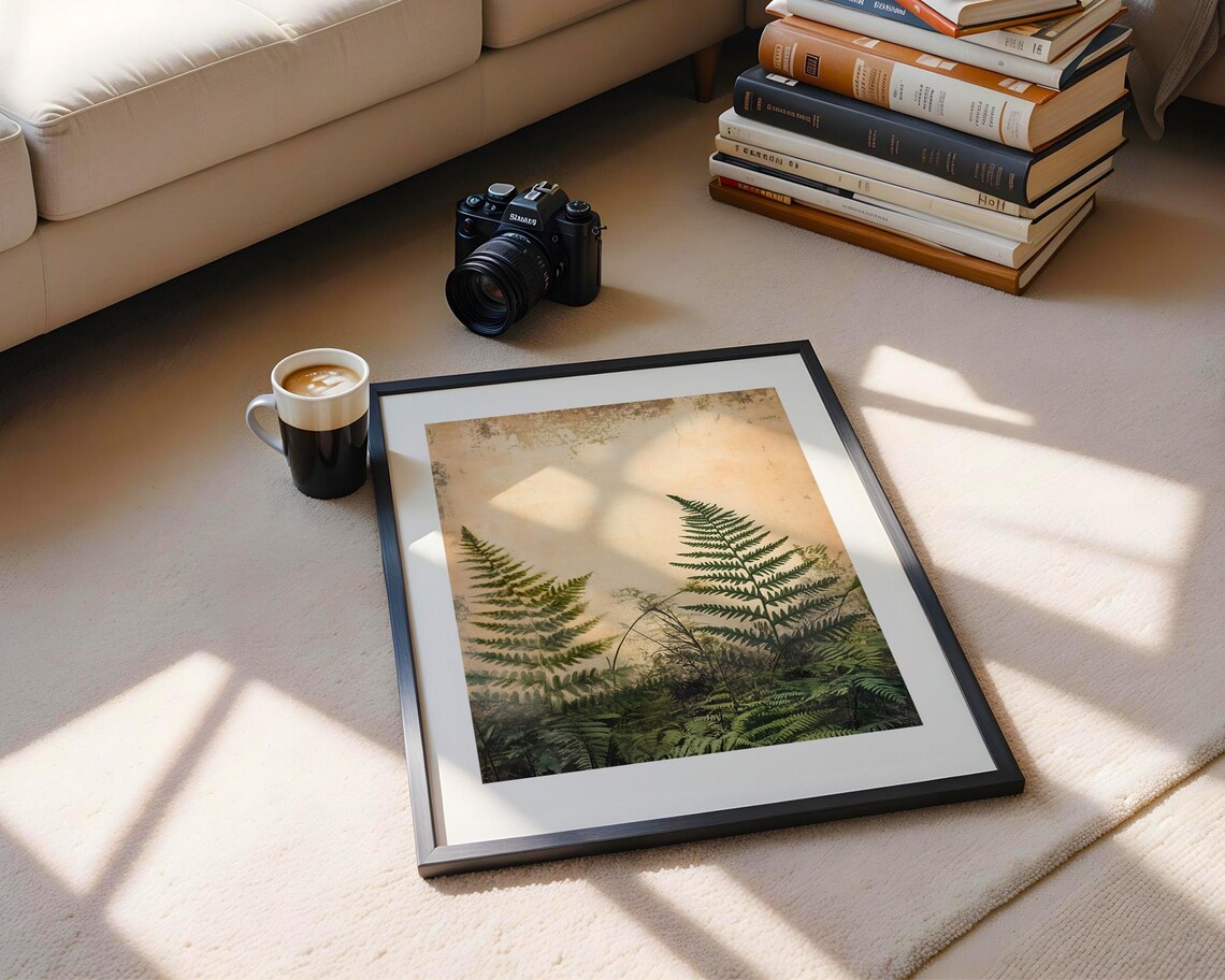 Green Fern Vintage Botanical Art on Distressed Paper Style Poster - Image 5