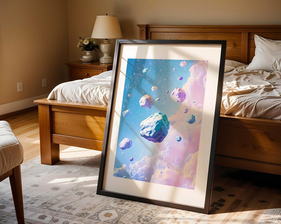 Floating Asteroids Space Nursery Wall Art Print Trendy Poster Modern Home Kids Playroom Decor Baby Shower Gift - Image 4