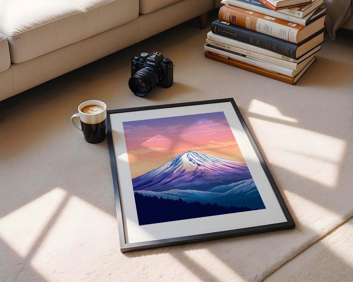 Mount Fuji Sunset Gradient Illustration Japan Travel Art Poster - Image 5