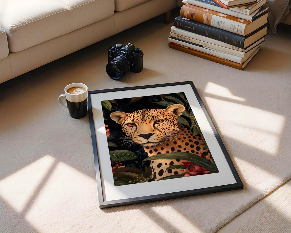 Elegant Leopard In Lush Jungle Wall Art Print Trendy Decor Prints Exotic Wildlife Closeup Portrait - Image 5