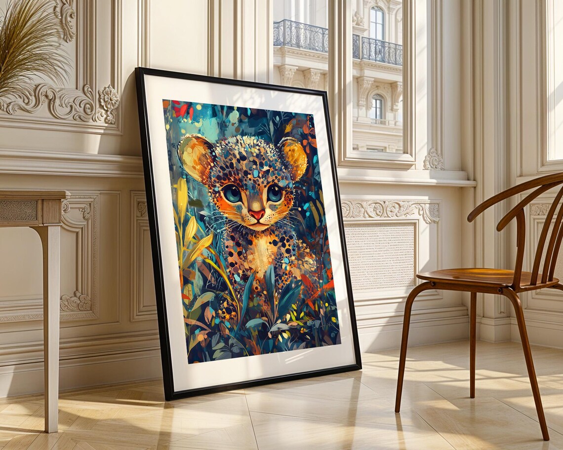 Baby Jaguar Cub Colorful Jungle Painting Cute Wildlife Art Poster - Image 5