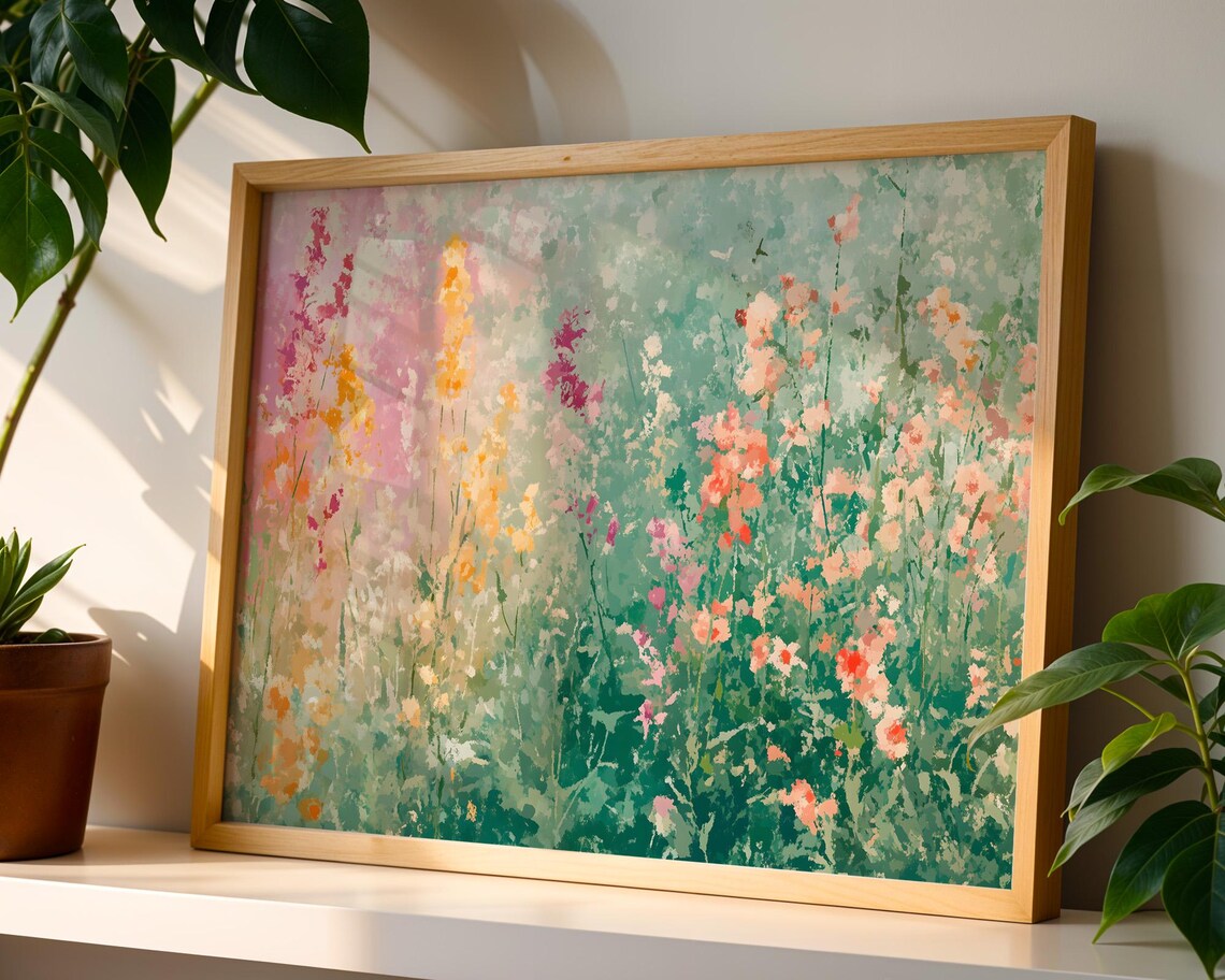 Colorful Wildflower Meadow Abstract Impressionist Painting Poster - Image 5