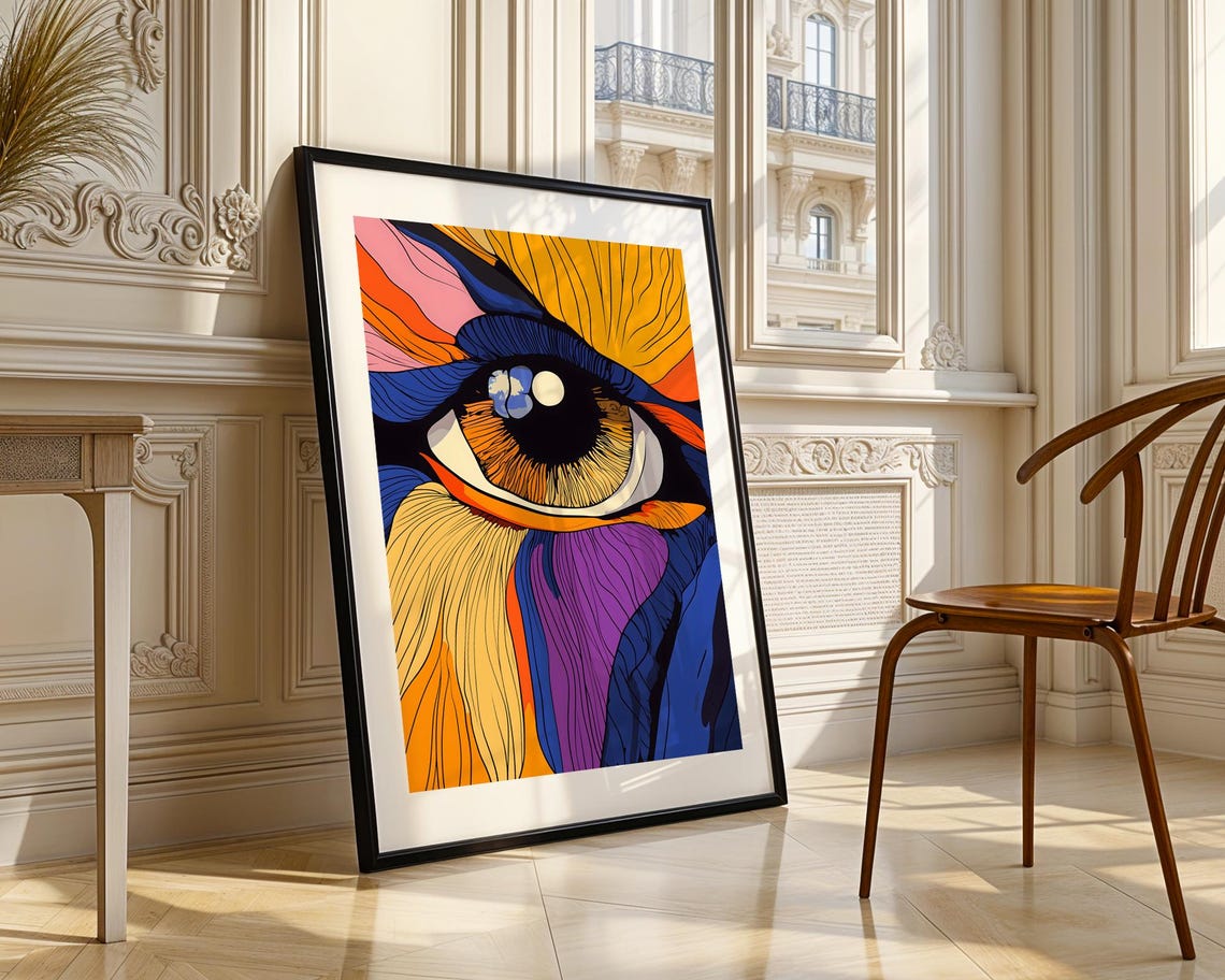 Pop Art Eye Close Up Bold Rainbow Colors Statement Art Print - Image 3