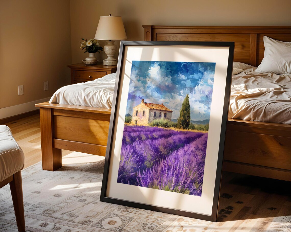 Provence Lavender Field Farmhouse Purple Botanical Oil Painting Poster - Image 4