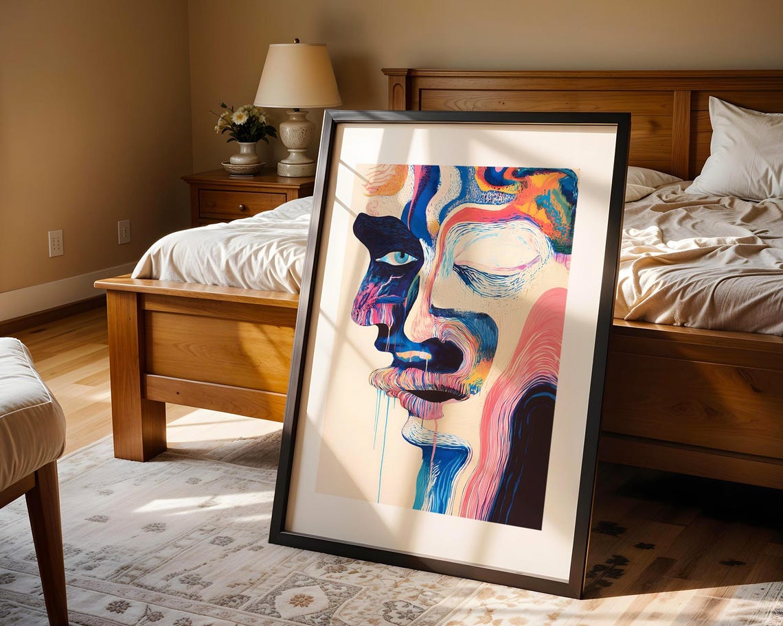 Colorful Abstract Melting Face Psychedelic Surreal Portrait Poster - Image 5
