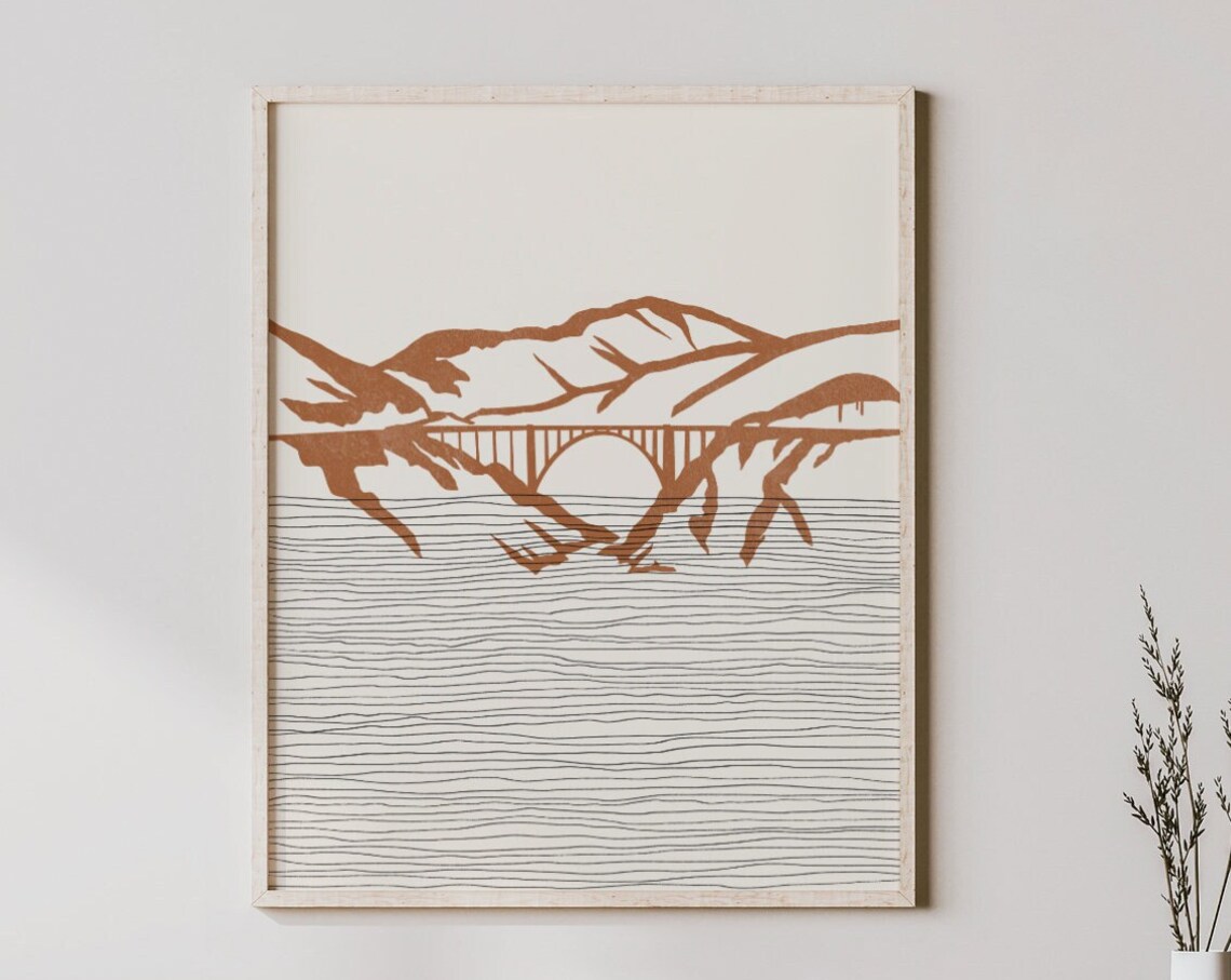 Bixby Creek Bridge Big Sur California Minimalist Travel Poster