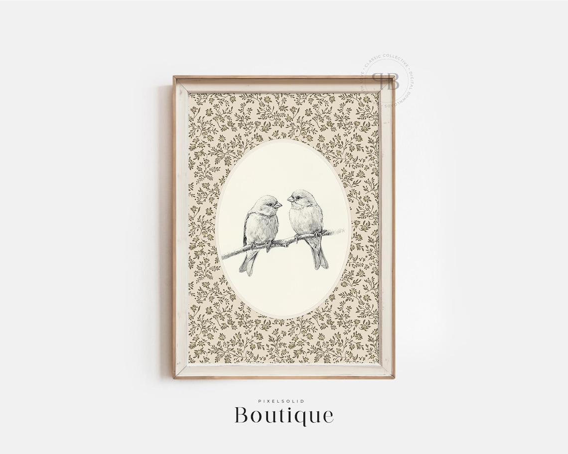 Sparrow Bird Print, Charming Farmhouse Nature Decor