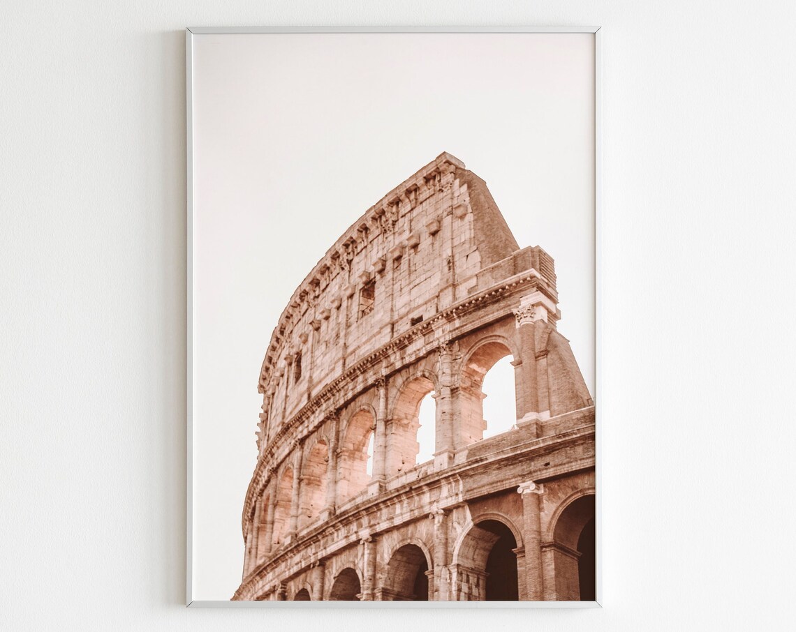 Rome Colosseum Arches Detail Pastel Photo Italy Landmark Travel Poster
