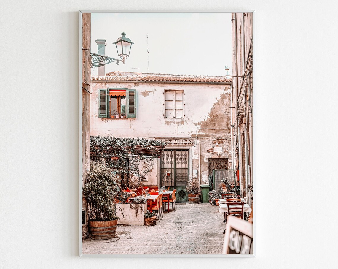 Italy Street Poster, Pastel Tone Travel Poster