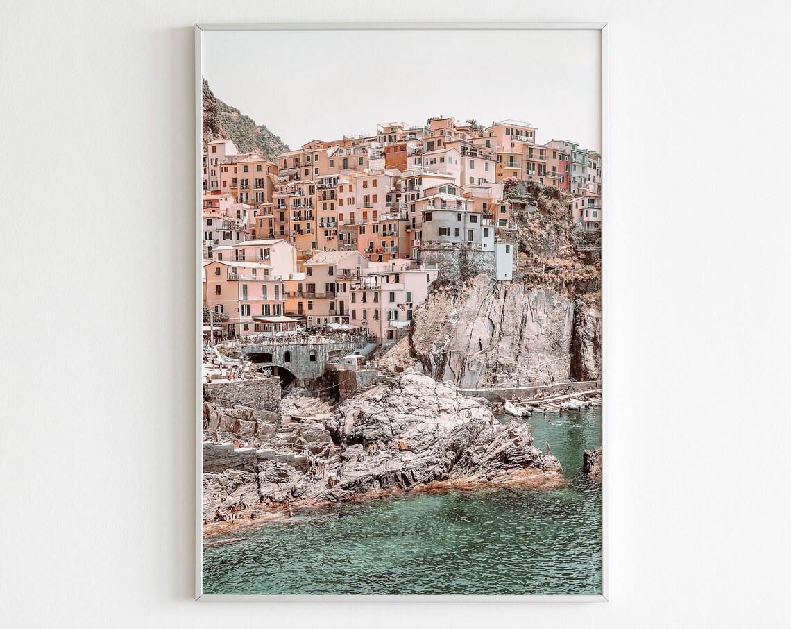 Cinque Terre Cliff Village Colorful Houses Sea Photo Italy Poster