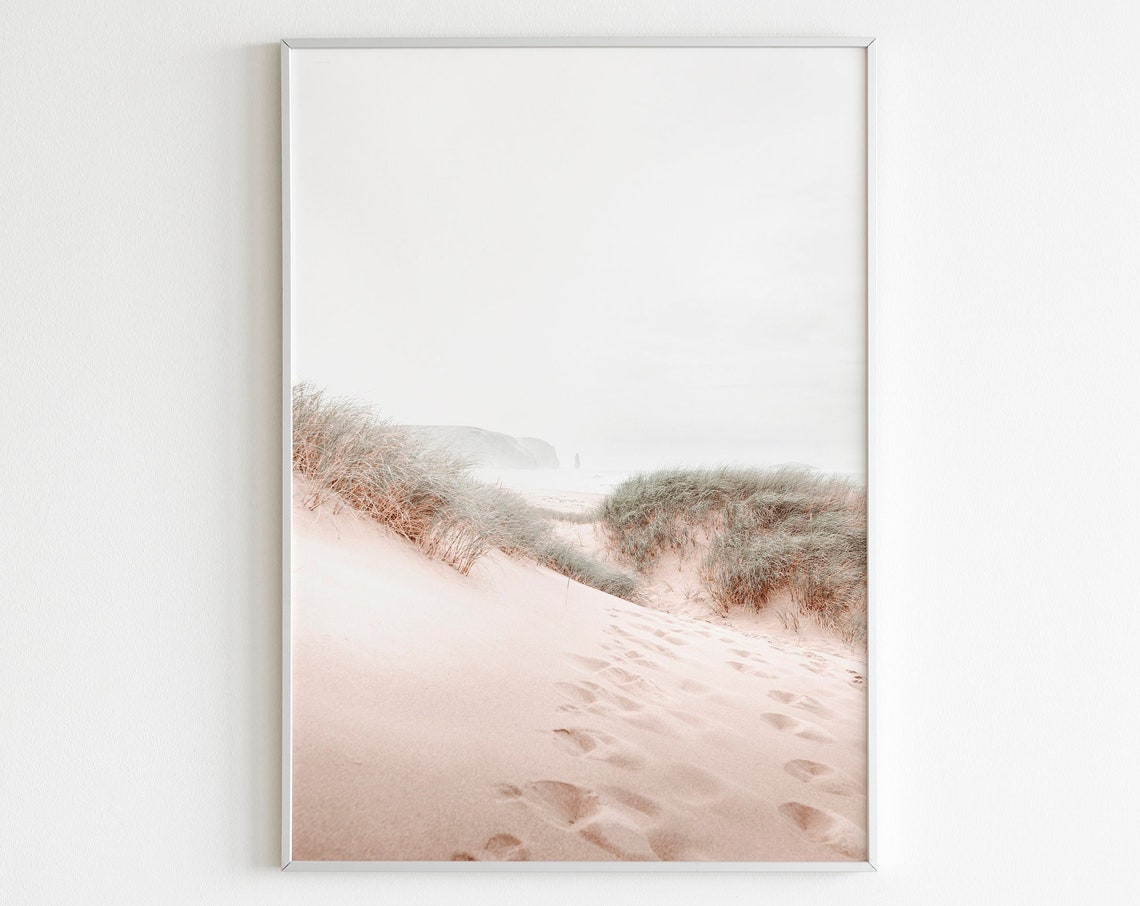 Beach Dunes Grass And Sandy Tracks Soft Misty Coastal Wall Art